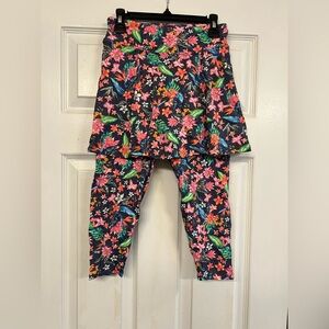 Dona Jo Tropical Floral Skirted Active Leggings Size 1